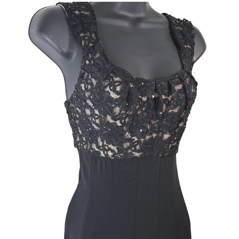 Whimsy Dress Sz 6 Midi Witchy Dark Fairygoth Lace Sequins Square Neck Sleeveless